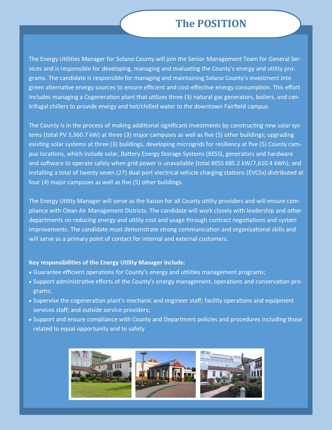 Job Announcement Energy Utility Manager County of Solano